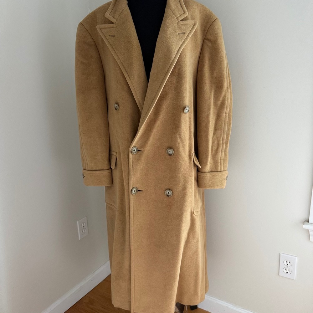 Vtg 1980s Polo University Club Ralph Lauren Camel Hair Double Breasted Co xl